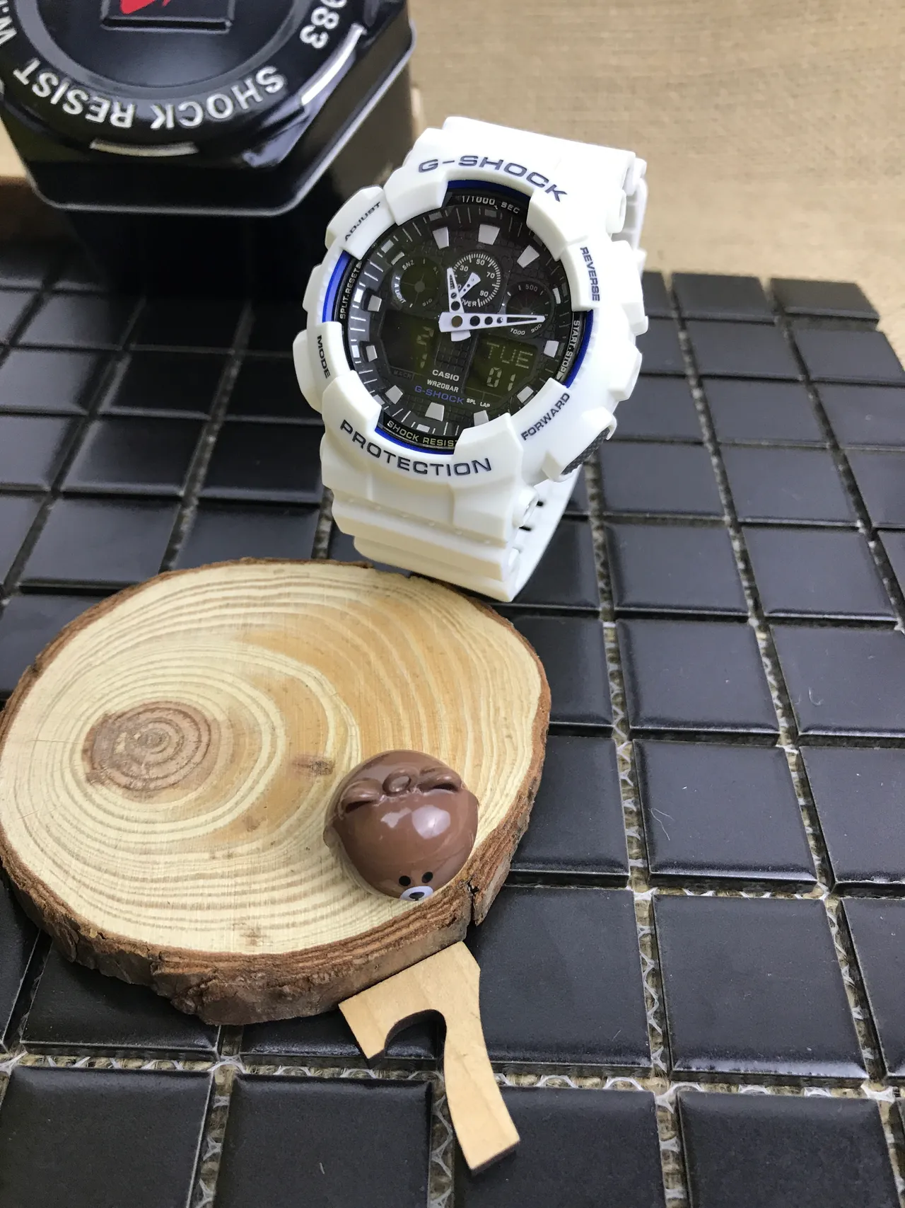 Casio G-Shock GA-100 White and Blue Sports Watch 9