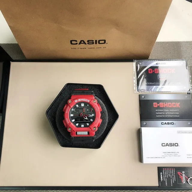 Casio G-Shock लाल रेजिन অ্যানালগ-ডিজিটাল স্পোর্টস ওয়াচ 6