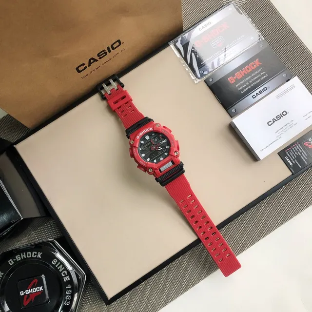 Casio G-Shock लाल रेजिन অ্যানালগ-ডিজিটাল স্পোর্টস ওয়াচ 9