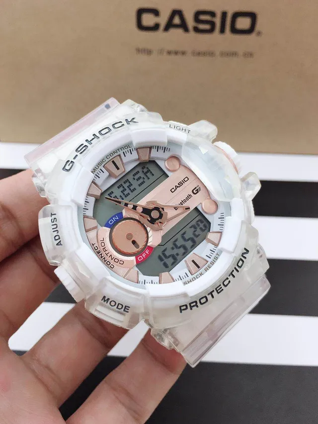 Casio GA-B2100 Boîtier de résine translucide doré transparent accents rose montre sportive 8