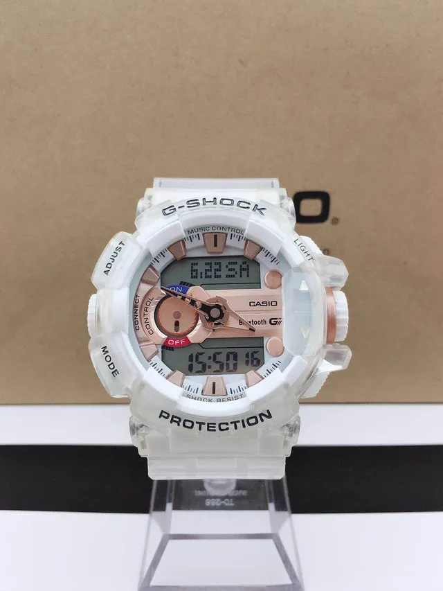 Casio GA-B2100 Boîtier de résine translucide doré transparent accents rose montre sportive 9