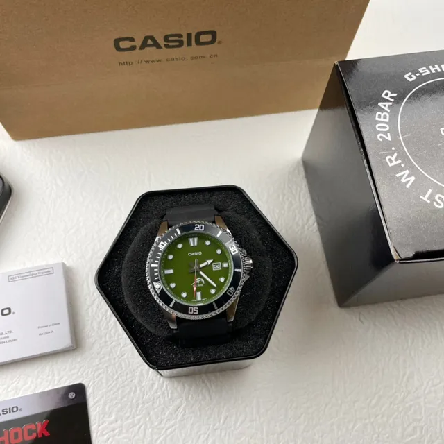 Casio Verde Preto Esfera Estilo Mergulhador Relógio 8