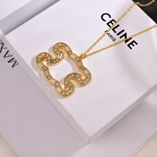 Celine Crystal-Encrusted Interlocking Loop Pendant Necklace