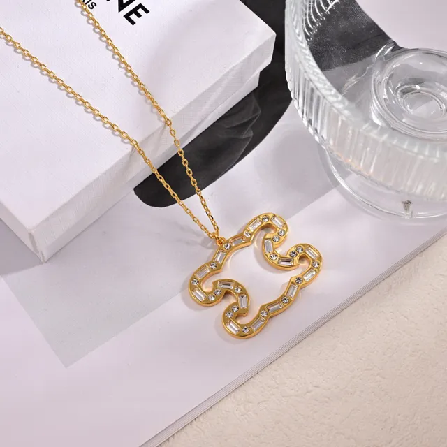 Celine Crystal-Encrusted Interlocking Loop Pendant Necklace 3