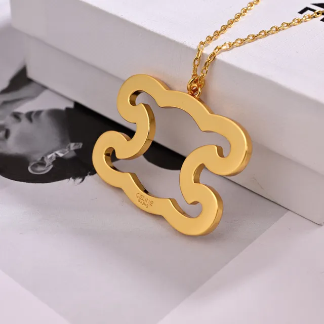 Celine Crystal-Encrusted Interlocking Loop Pendant Necklace 5