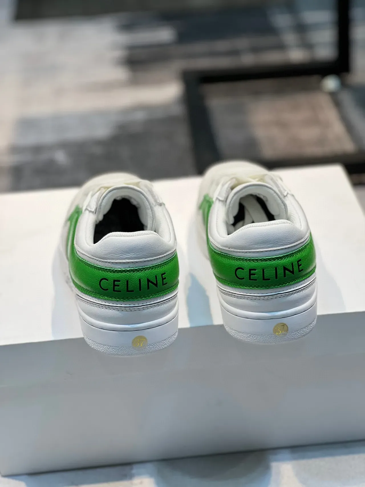 Celine CT-01 White and Green Leather Lifestyle Sneakers 2