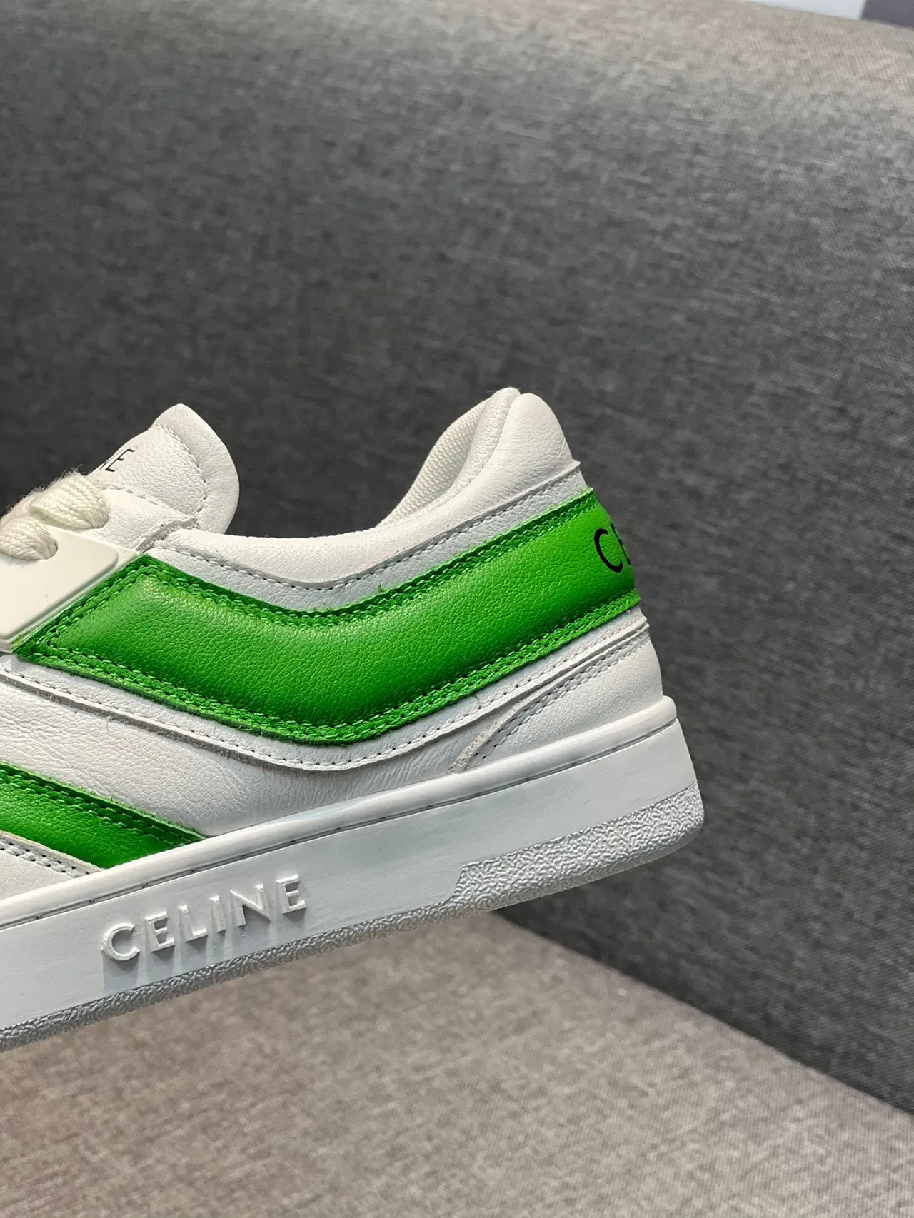 Celine CT-01 White and Green Leather Lifestyle Sneakers 8