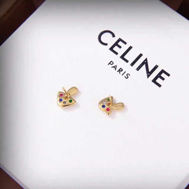 Celine Multicolor Crystal Triangular Stud Earrings 3