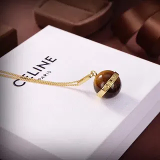 Celine Tiger's Eye Sphere Pendant Necklace