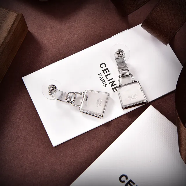 Celine Triomphe Bag-Shaped Silver-Tone Clip-On Earrings 3
