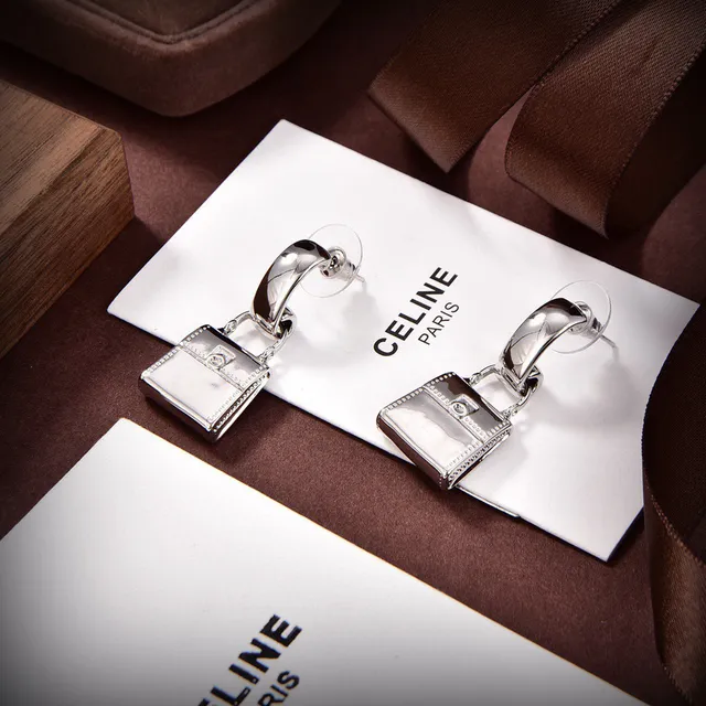 Celine Triomphe Bag-Shaped Silver-Tone Clip-On Earrings 4