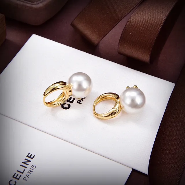 Celine Triomphe Pearl Drop Earrings 2