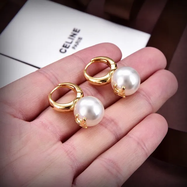 Celine Triomphe Pearl Drop Earrings 5