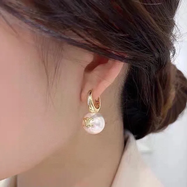 Celine Triomphe Pearl Drop Earrings 6