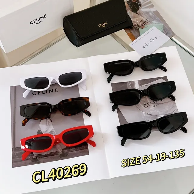 Celine Triomphe Tortoiseshell Rectangular Cat-Eye Sunglasses 3