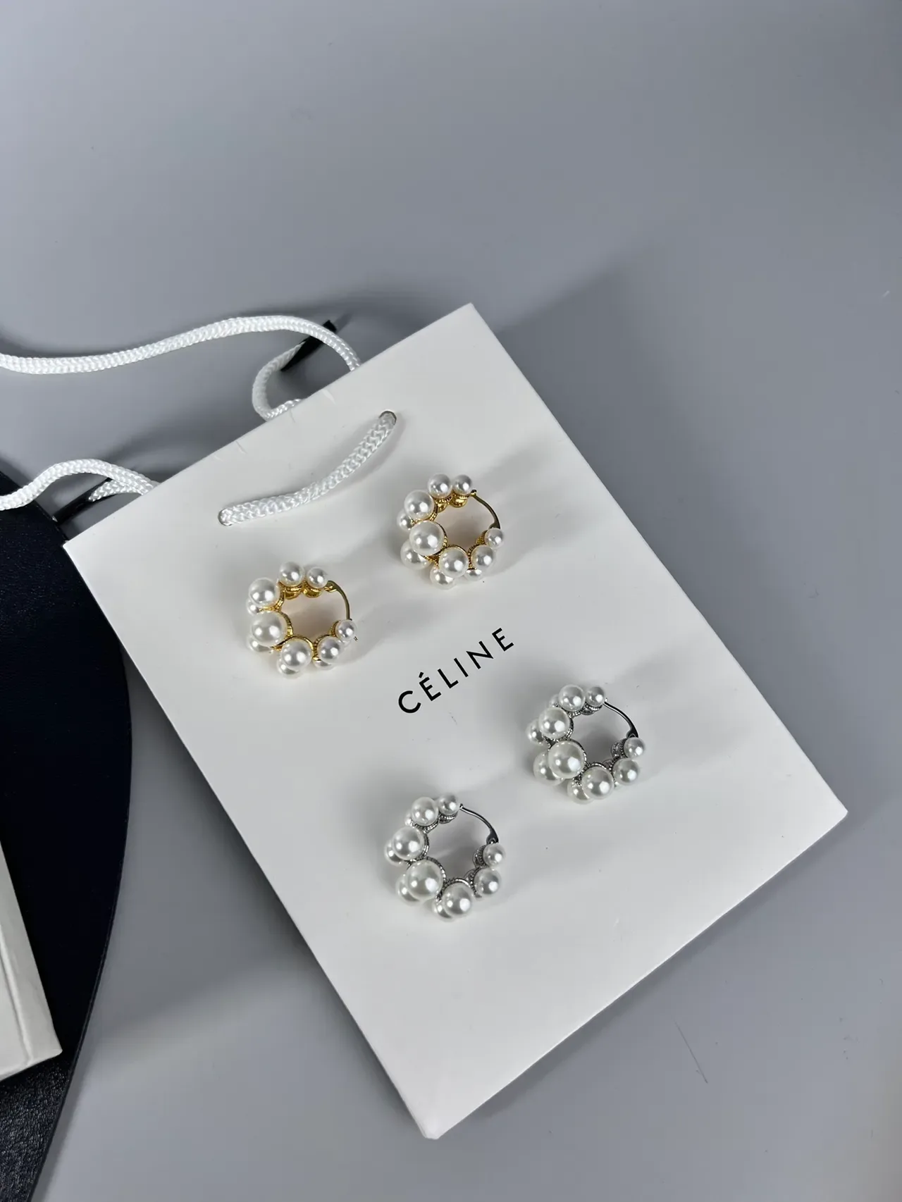 Céline White Silver Pearl Cluster Metal Jewelry 2