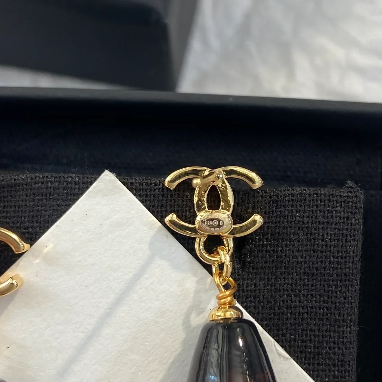 Chanel Bijoux Fantaisie Amber Teardrop Drop Earrings 2