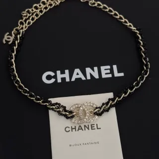 Chanel Bijoux Fantaisie Black Silver Double-Chain Beaded Necklace