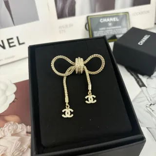 Chanel Bow Brooch Gold Silver Braided Rope Texture Brooch