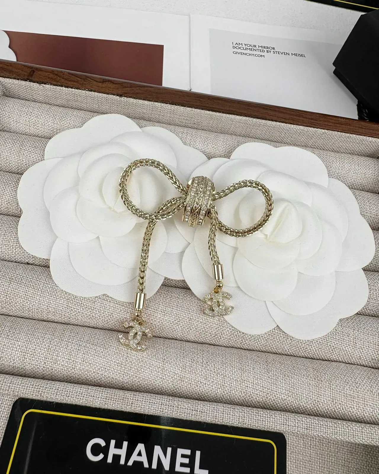 Chanel Broche Lazo Dourado Prateado Cordoa Trançada Textura Broche 8