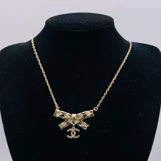 Chanel Bow & CC Crystal Pendant Necklace