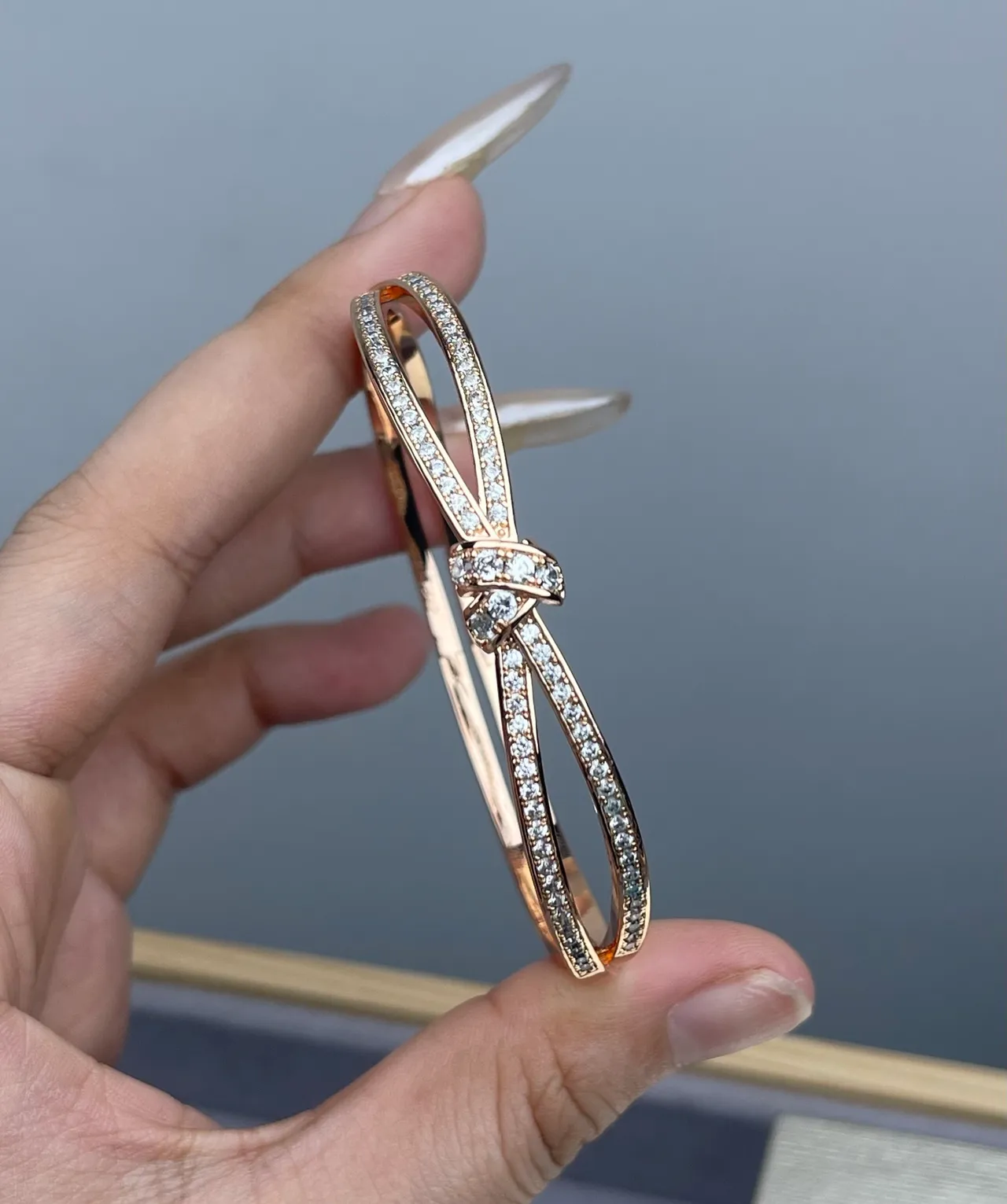 Chanel Bow Silver Gold Pavé-Set Bracelet 3