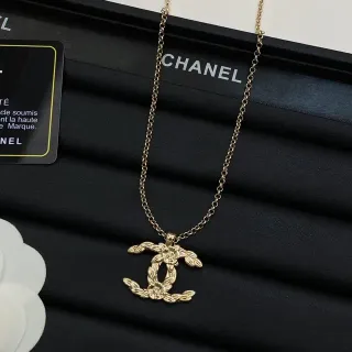 Chanel Camellia CC Pendant Gold-Tone Floral Necklace