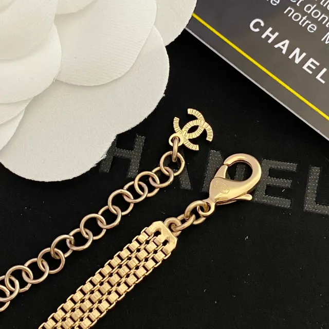 Chanel Camellia Necklace Gold Tone White Flower Necklace 3