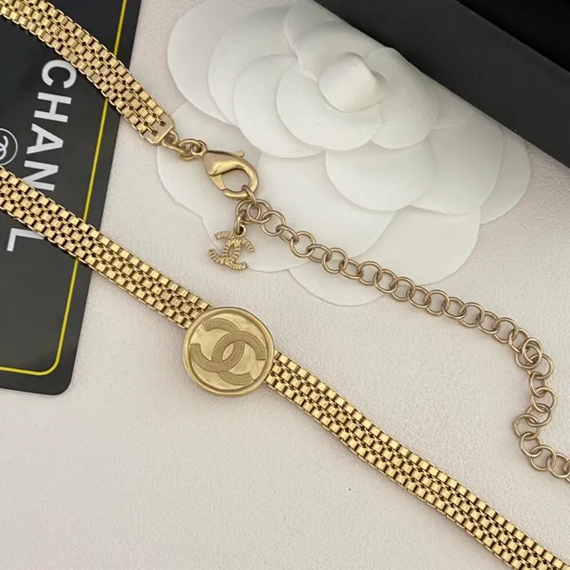 Chanel Camellia Necklace Gold Tone White Flower Necklace 6