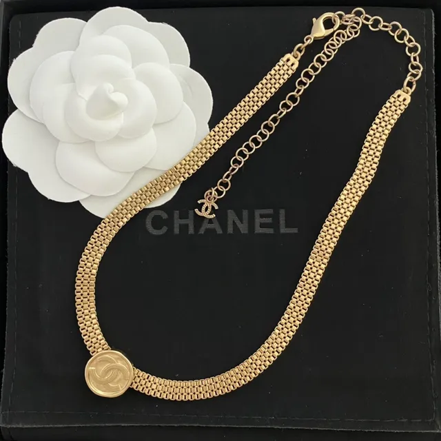 Chanel Camellia Necklace Gold Tone White Flower Necklace 9