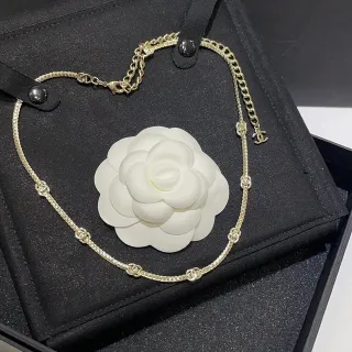Chanel Camellia Necklace White Gold Chain Pendant Necklace