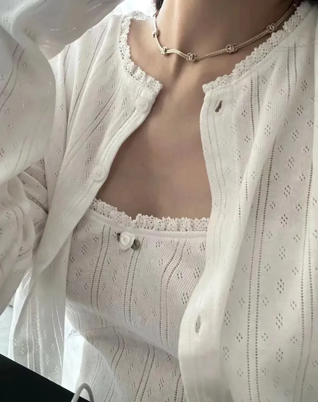 Chanel Camellia Necklace White Gold Chain Pendant Necklace 2