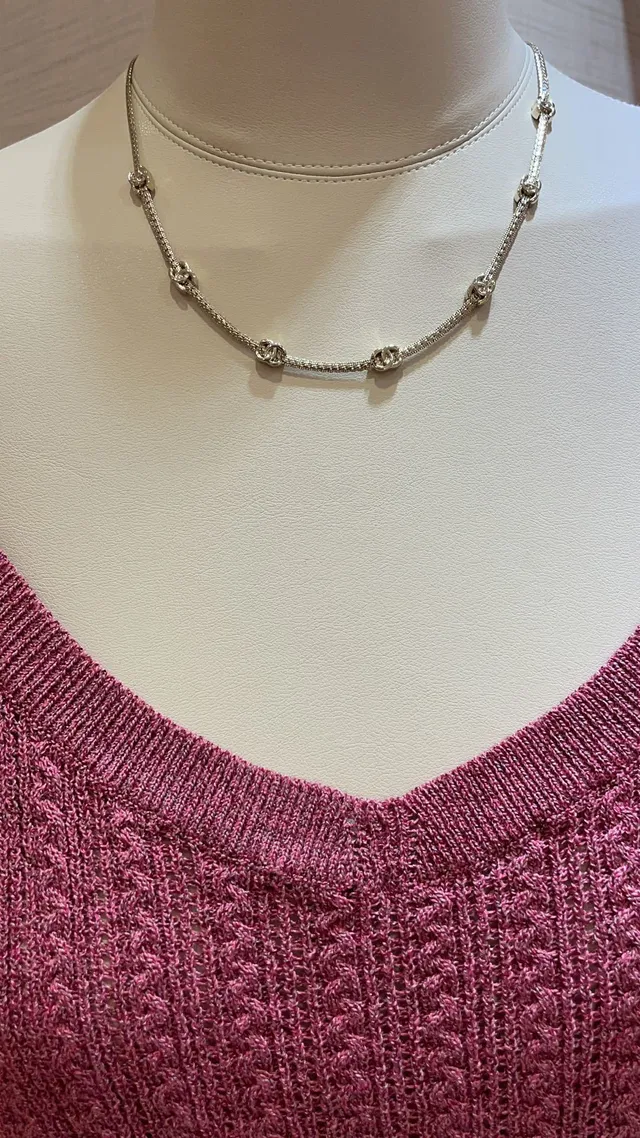 Chanel Camellia Necklace White Gold Chain Pendant Necklace 5