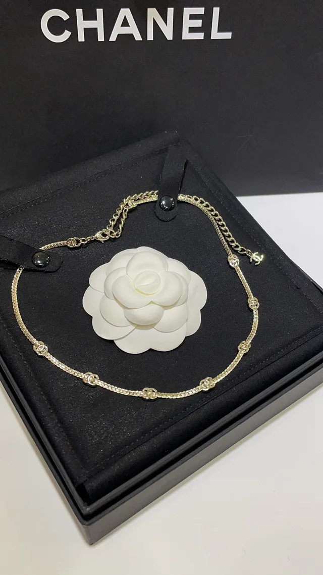 Chanel Camellia Necklace White Gold Chain Pendant Necklace 7