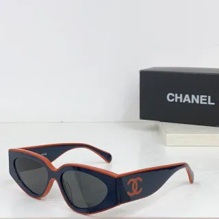 Chanel Cat-Eye Two-Tone Navy and Orange Sunglasses