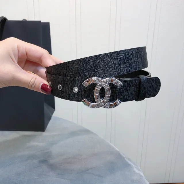 Chanel CC Belt Black Leather Silver-Tone Buckle Leather Belt 5