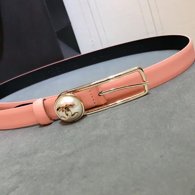 Chanel CC Belt Pink and Black Leather Belt 6