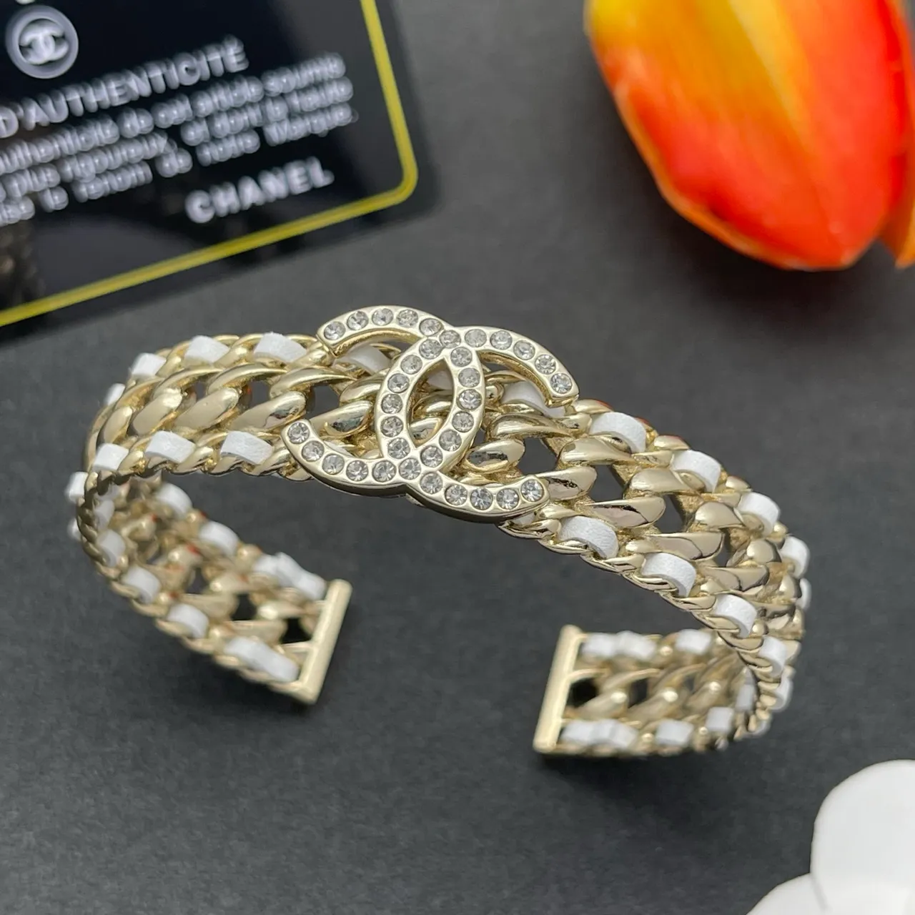 Chanel CC Bracelet Gold White Curb-Link Chain Resin Inserts Bracelet 7
