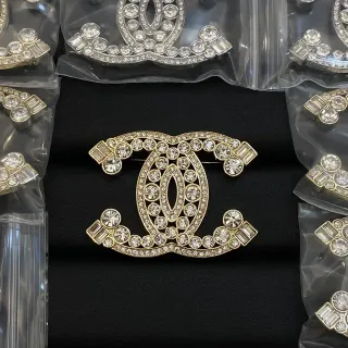 Chanel CC Brooch Gold-Tone Crystal-Encrusted Brooch