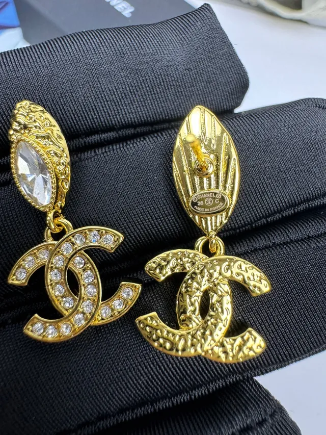Chanel CC Gold Transparent Pavé-Crystal Earrings 8