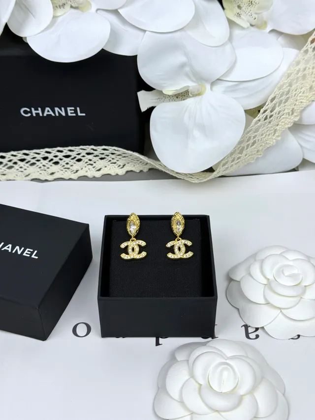 Chanel CC Gold Transparent Pavé-Crystal Earrings 4