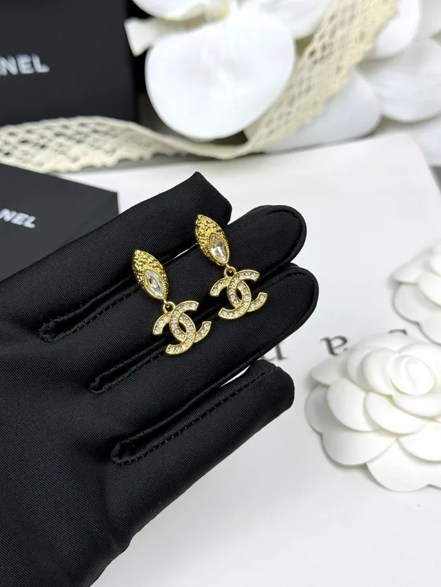Chanel CC Gold Transparent Pavé-Crystal Earrings 6