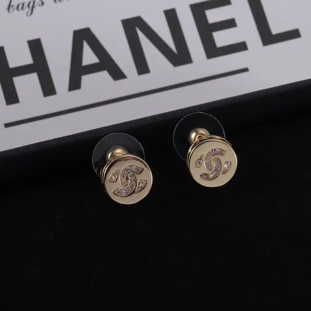 Chanel CC Logo Crystal Stud Earrings 3