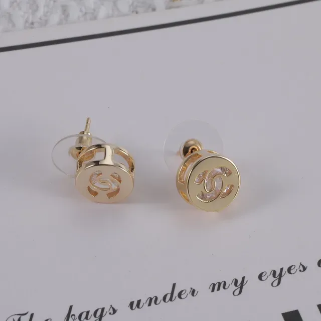 Chanel CC Logo Crystal Stud Earrings 5