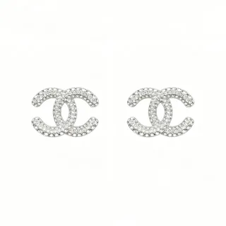 Chanel CC Logo Pavé Crystal Stud Earrings