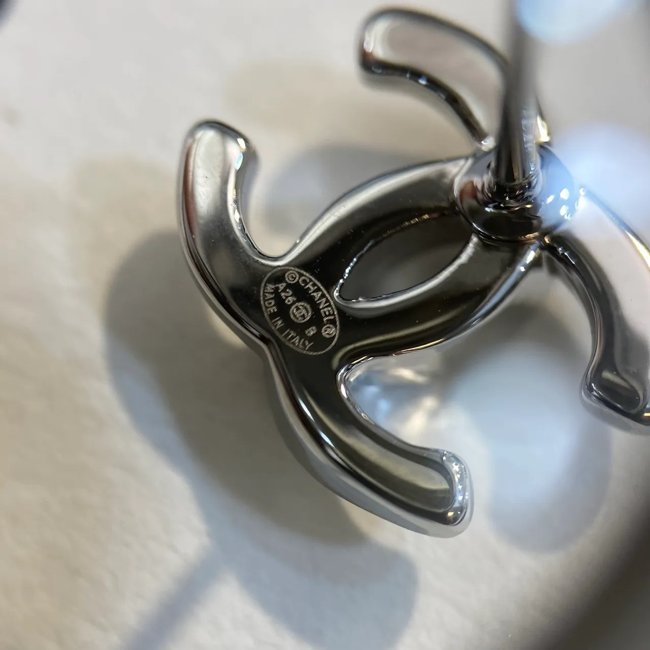 Chanel CC Logo Polished Silver-Tone Stud Earrings 4