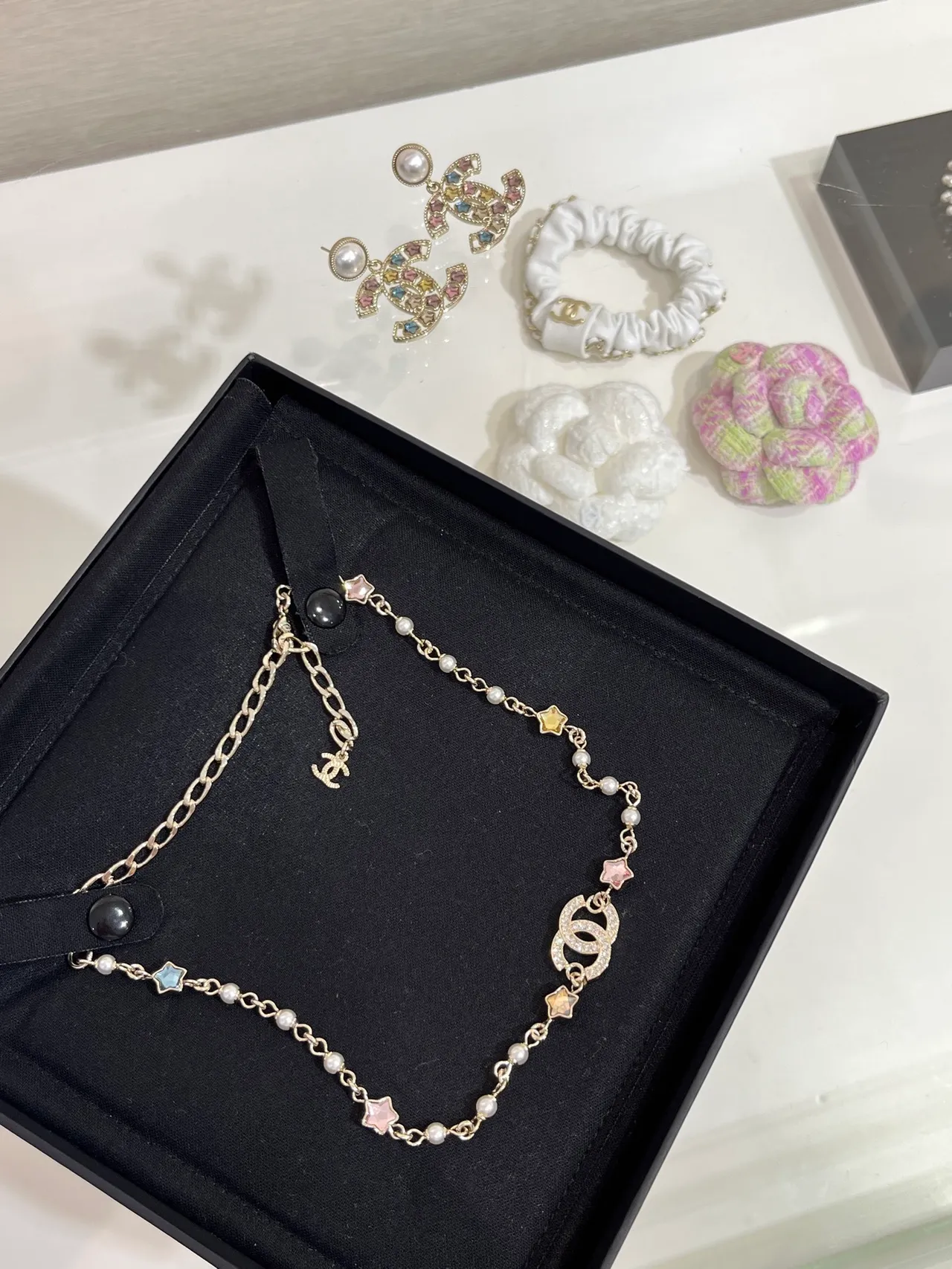 Chanel CC Star Pearl and Enamel Charm Necklace 1