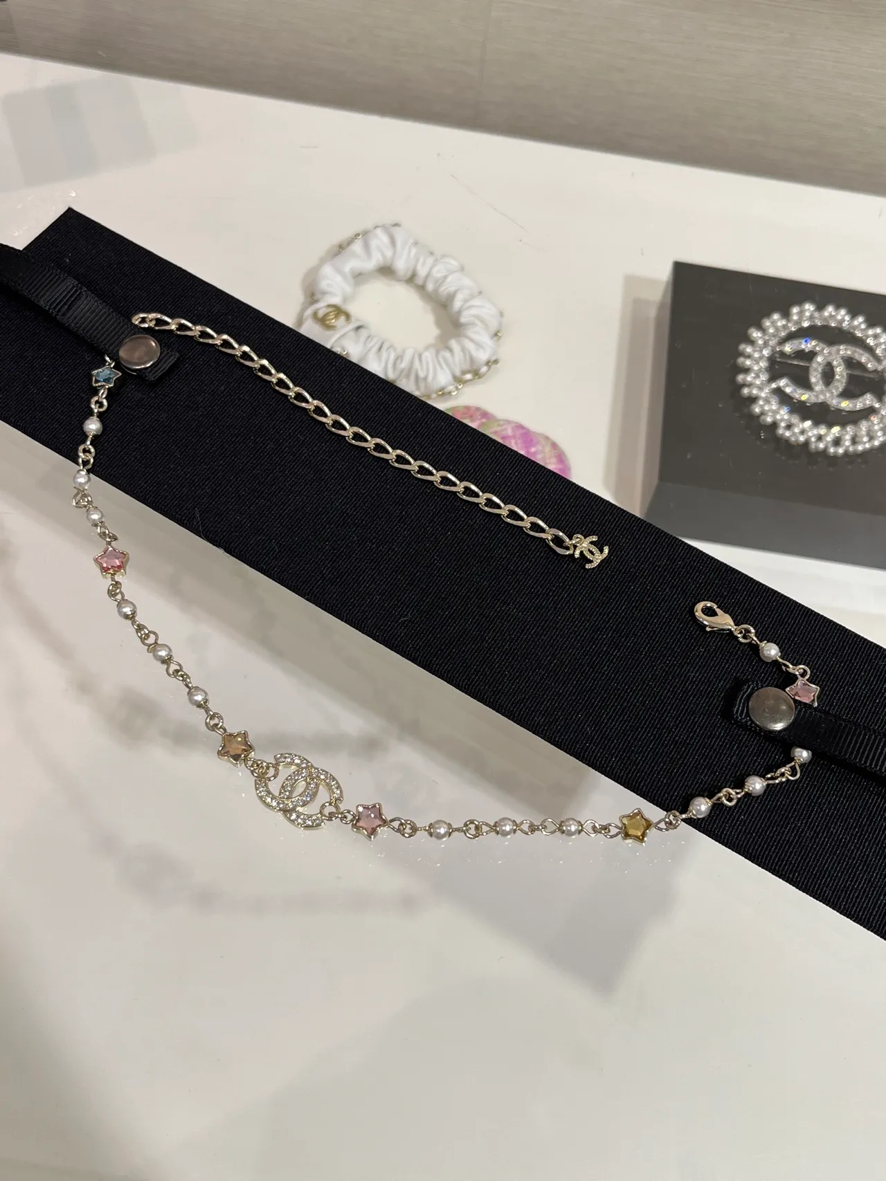 Chanel CC Star Pearl and Enamel Charm Necklace 7