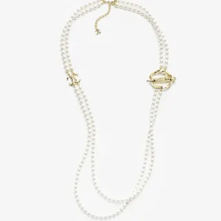Chanel 经典珍珠项链 白金 双链项链