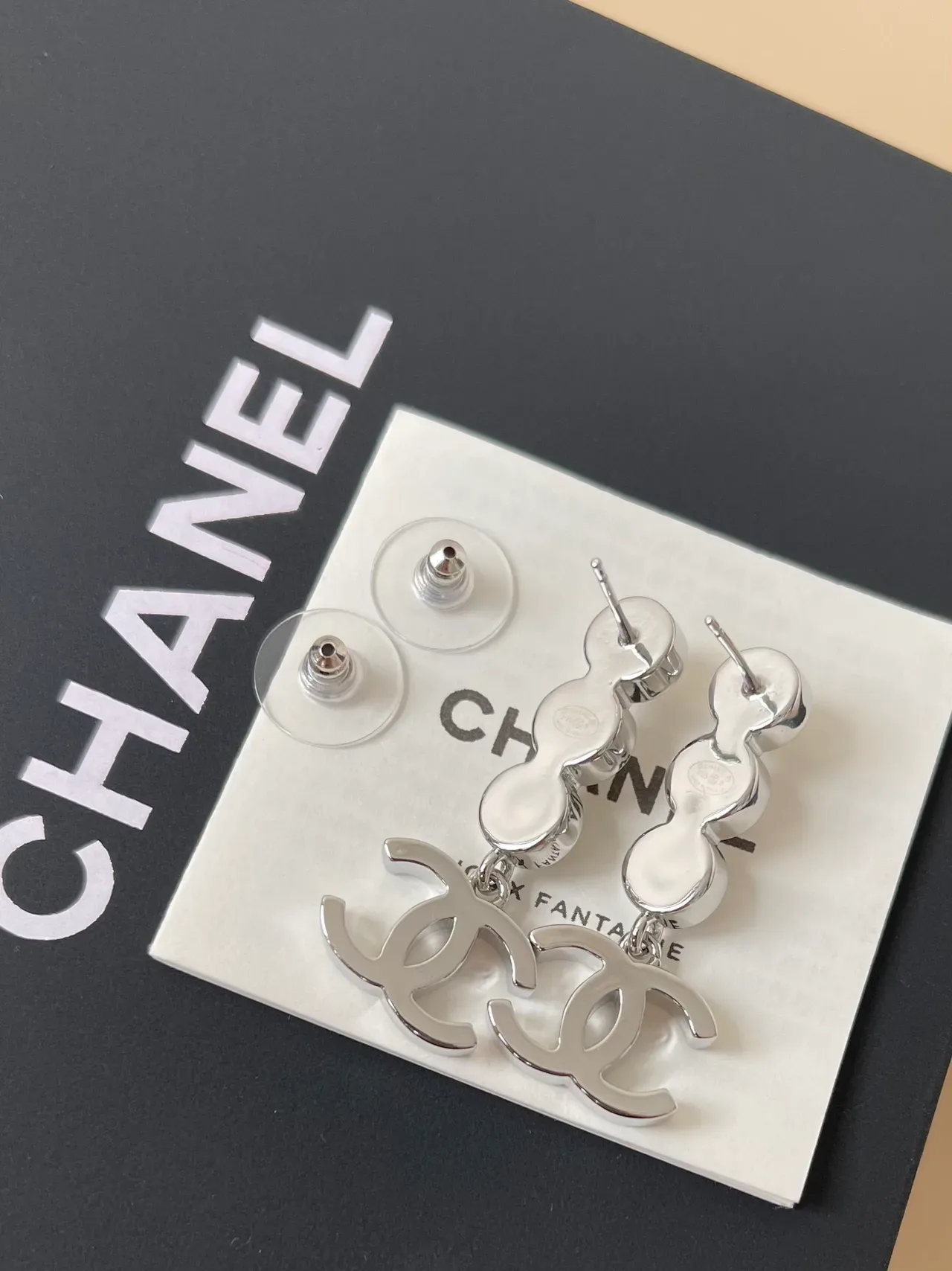 Chanel Dangling CC Logo Pearl and Crystal Earrings 3